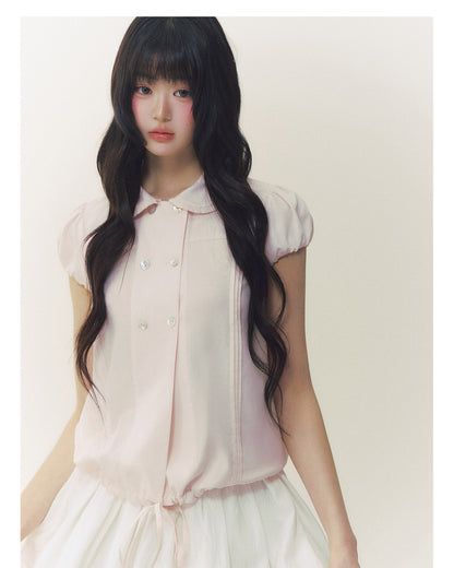 SunsetPark - Double-Breasted Lace Collar Shirt shirt Sunset Park