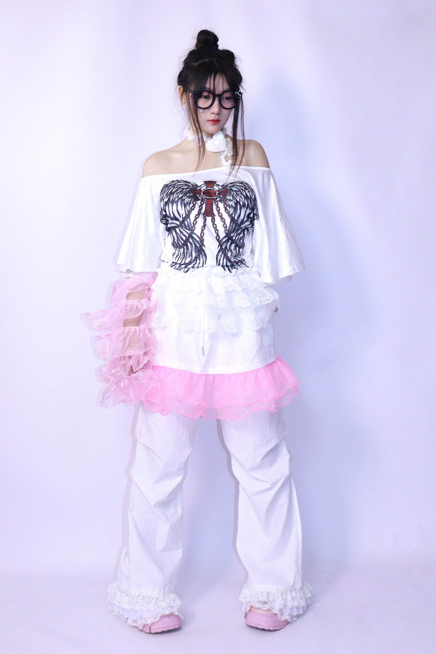 LEERROO Lace Wide-Leg Pants | Harajuku Cute Casual Trousers pants Leerroo