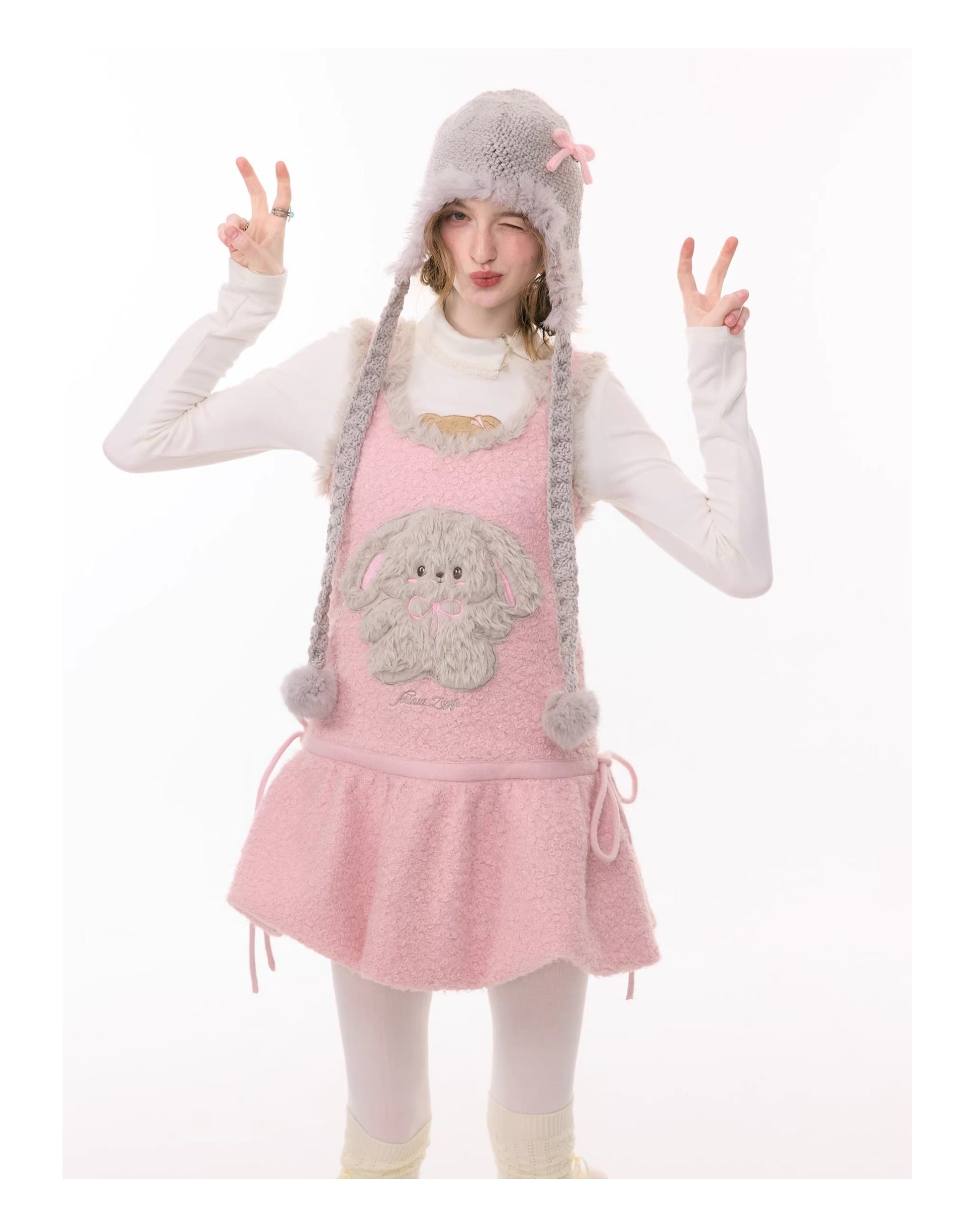 ziziFei - Girly Kei Plush Bunny Pocket Dress dress ziziFei