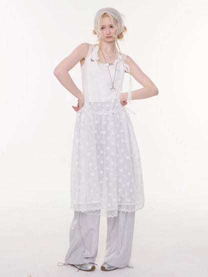 ziziFei - White Polka Dot Mesh Dress overskirt ziziFei