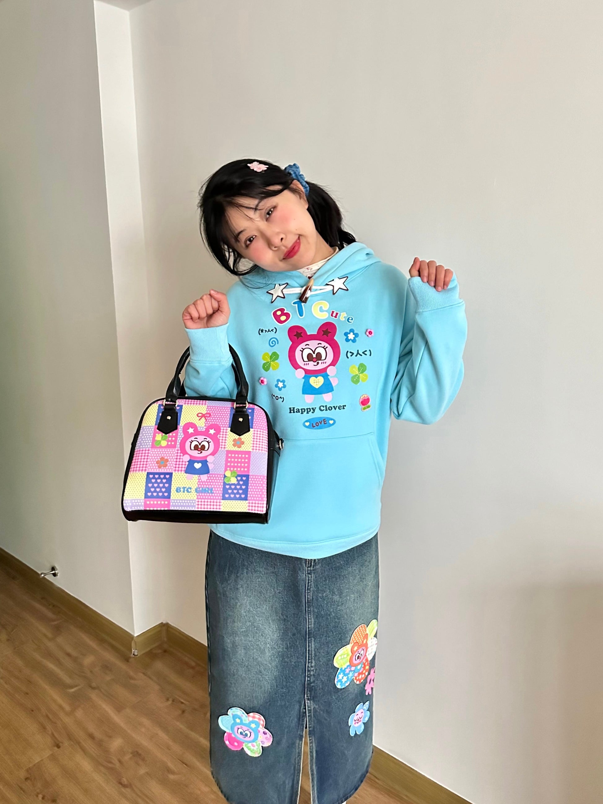 Bodytalk - Kawaii Horn-Button Printed Hoodie hoodie bodytalk