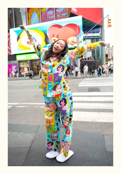 Puffynest - Colorful Doodle Cotton Pajama Set pajama puffynest