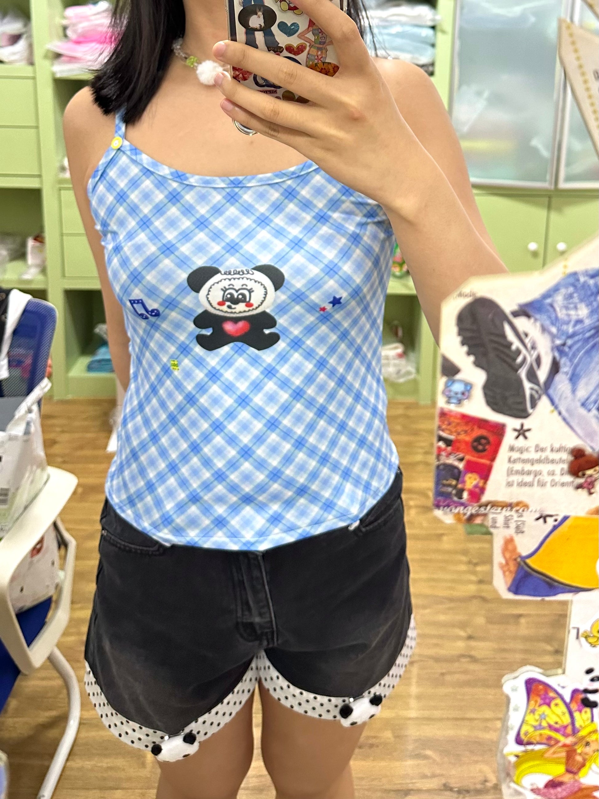Bodytalk - Y2K Plaid Panda Tank Top camisole bodytalk