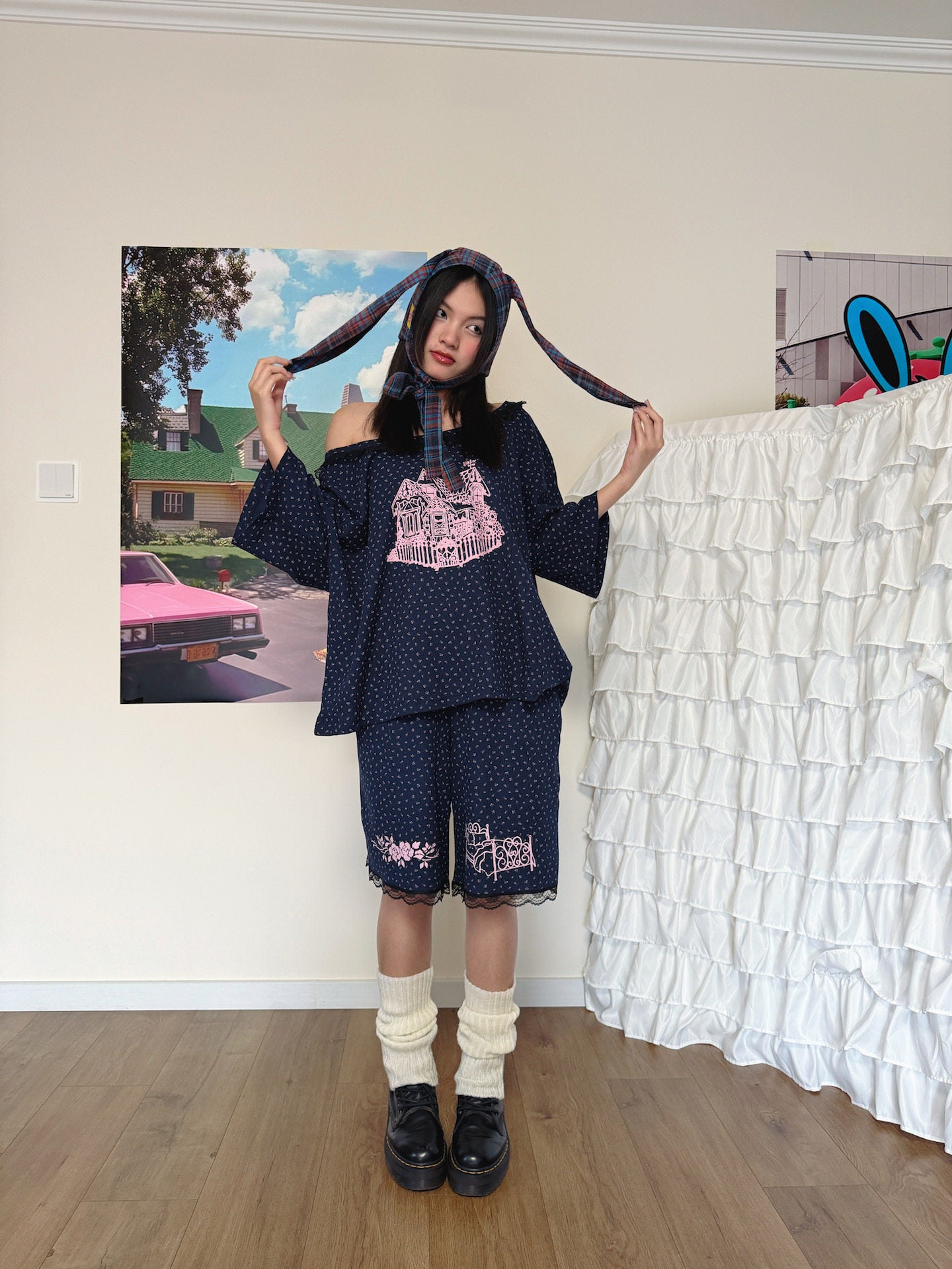 Bunnybunnygun - Floral Waffle Knit Shorts shorts bunnybunnygun