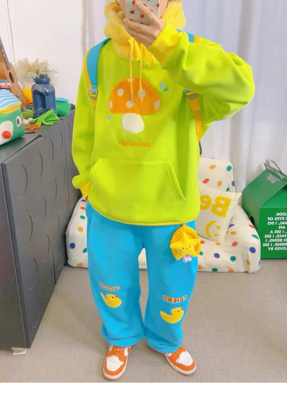 KURIOSITAET - Green Mushroom Embroidered Hoodie hoodie KURIOSITAET