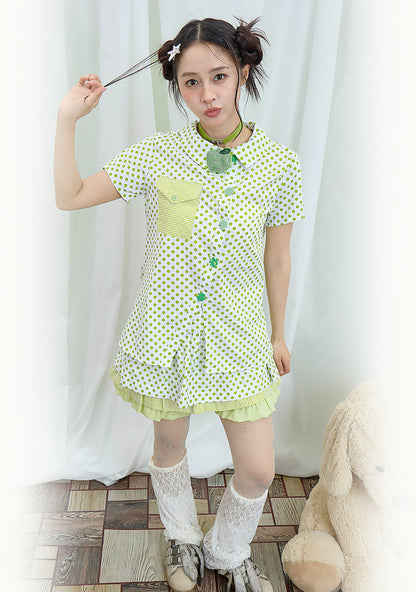 Moon Meadow - Green Polka Dot Shirt shirt Moon Meadow