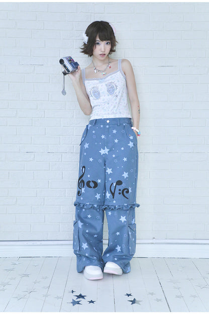 Hashtag DDD - Cartoon Eye Rhinestone Lace Cami camisole Hashtag DDD