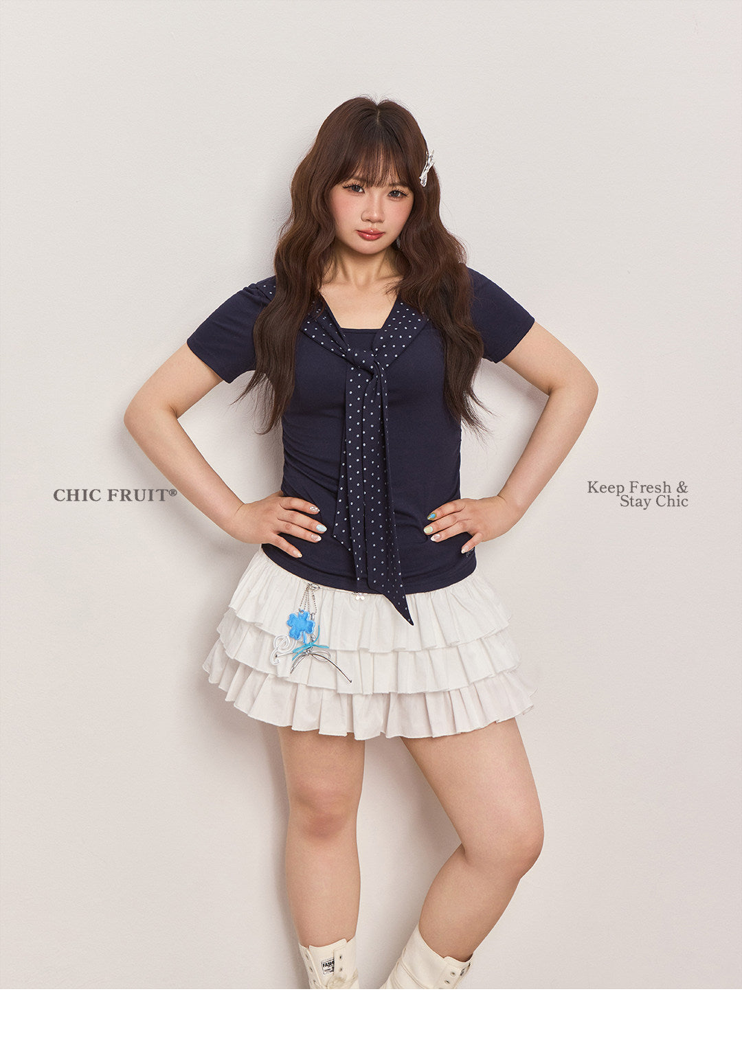 CHIC FRUIT - Tie Waist Patchwork T-Shirt shirt Chic Fruit