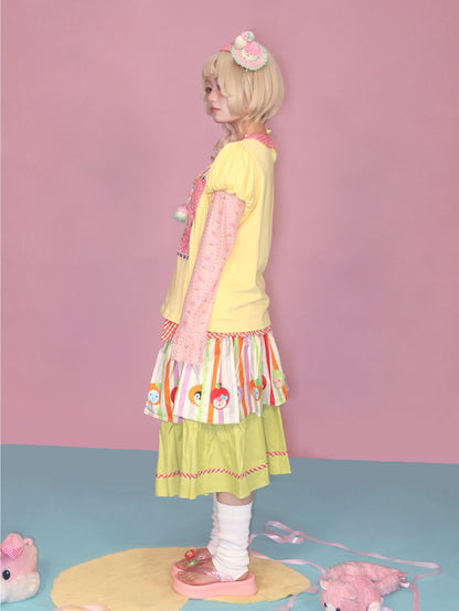 Lulululu - Yellow Polka Puff Tee shirt LULULULU