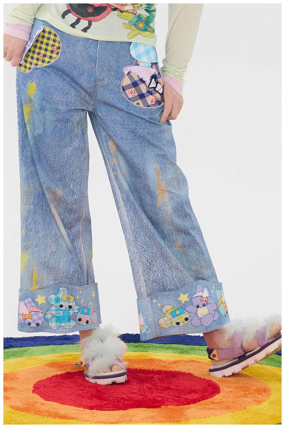 tntntutu - Cartoon Patch Denim Pants pants tntntutu