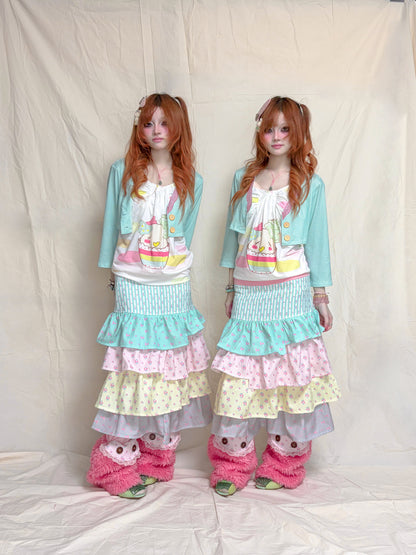 YJM with biubiu - Mint Green Stripe Lace Jacket shirt YJM with biubiu