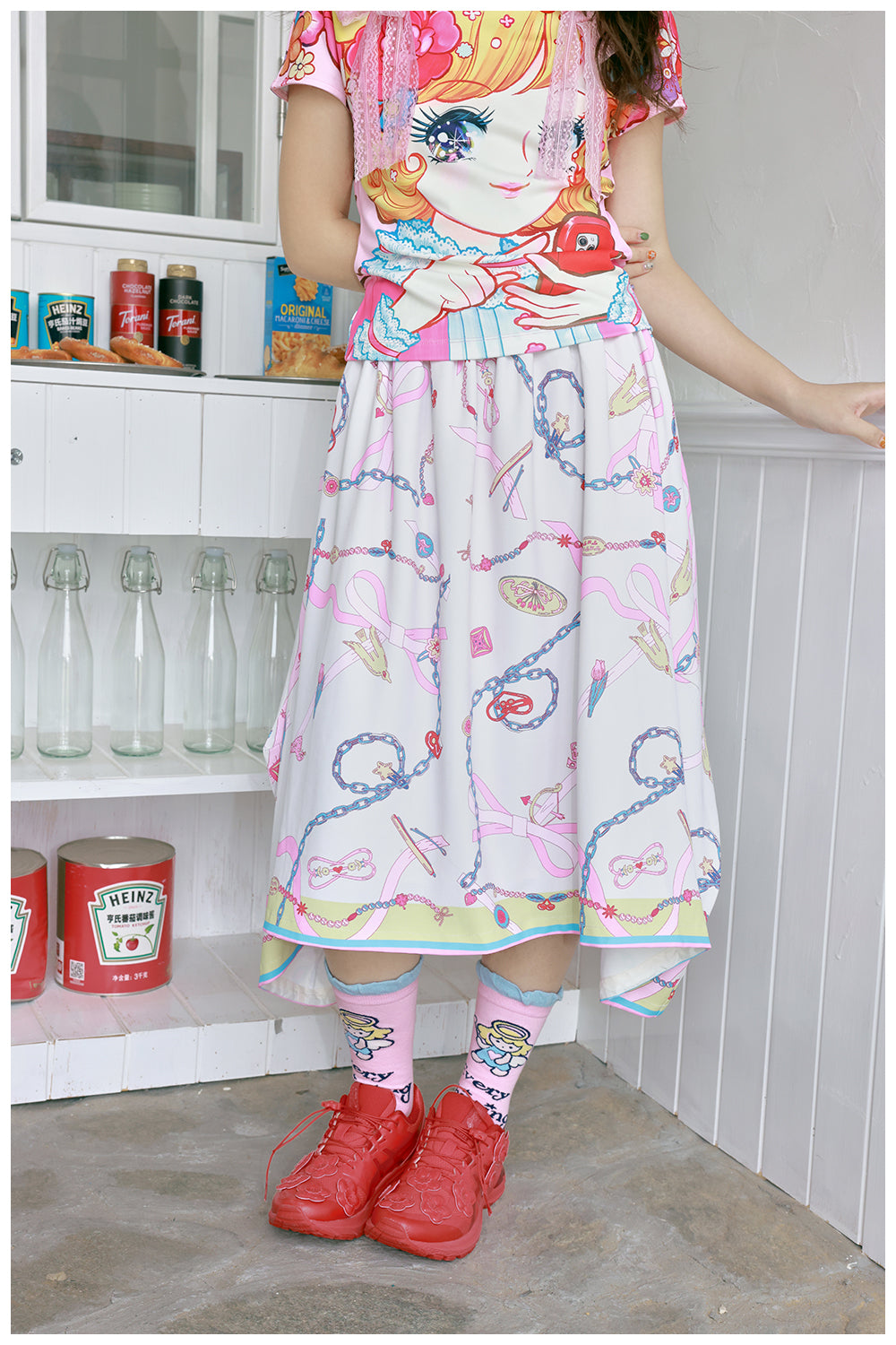 tntntutu Kawaii Pink Scarf Skirt | Harajuku Flowing Summer Bow Skirt skirt tntntutu