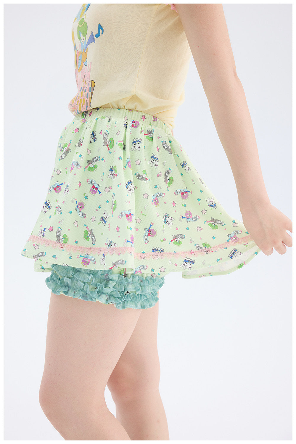 tntntutu - Mint Green Angel Print Skort | Fairy Kei Kawaii Harajuku Shorts skirt tntntutu