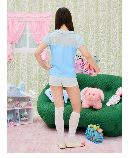 UnsocialNight - Cat Illustration Puff Sleeve Tee blouse UnsocialNight