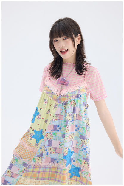 tntntutu - Patchwork Floral Star Lace Dress | Kawaii Harajuku Vintage Summer Dress dress tntntutu