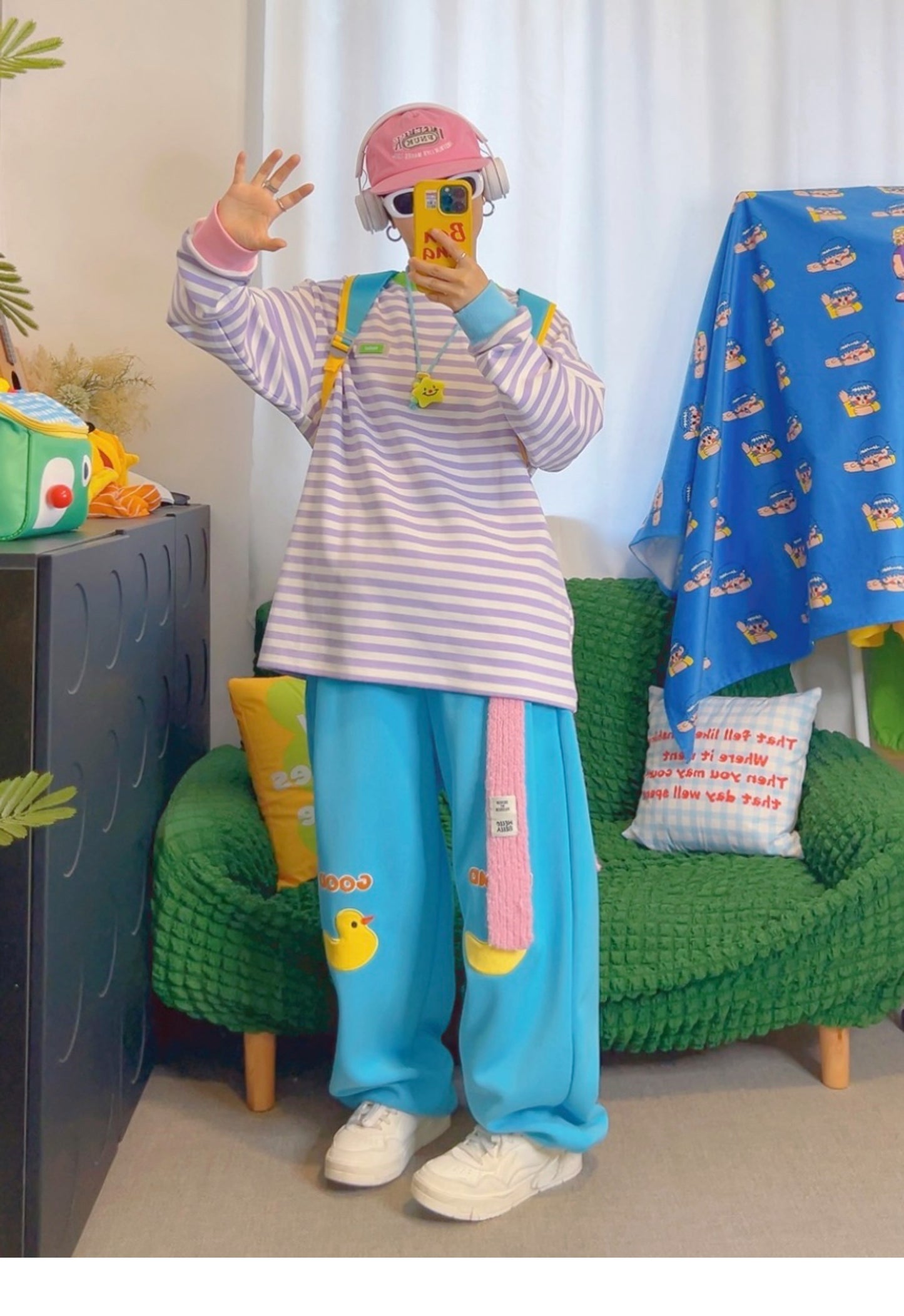 KURIOSITAET - Decora Kei Purple Striped Long Sleeve Tee shirt KURIOSITAET