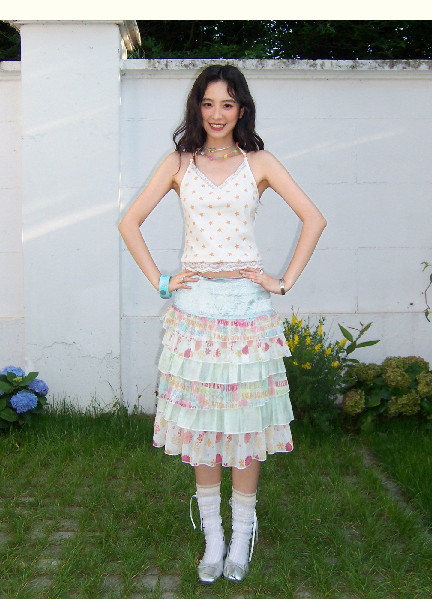 Chemical Girl - Floral Satin Tiered Skirt skirt chemical girl
