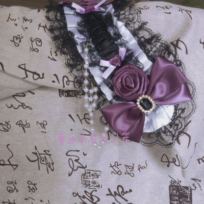 Gyaru Leopard Rose Chain Bow Hair Clip hairband moji