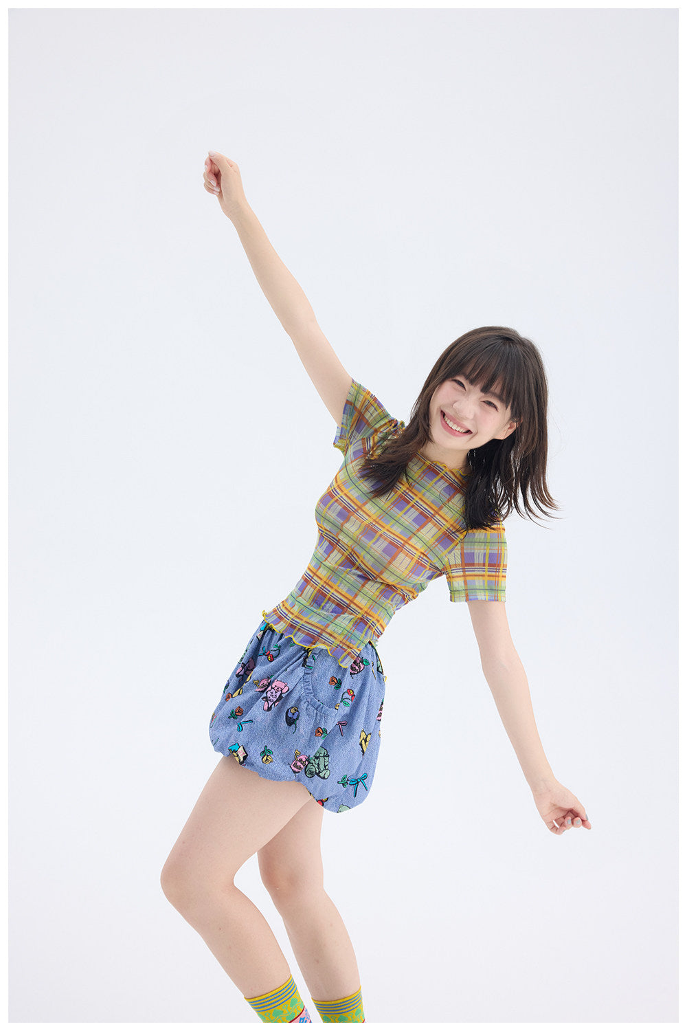 tntntutu - Pink Plaid Mesh Top | Fairy Kei Kawaii Harajuku Layering Shirt tshirt tntntutu