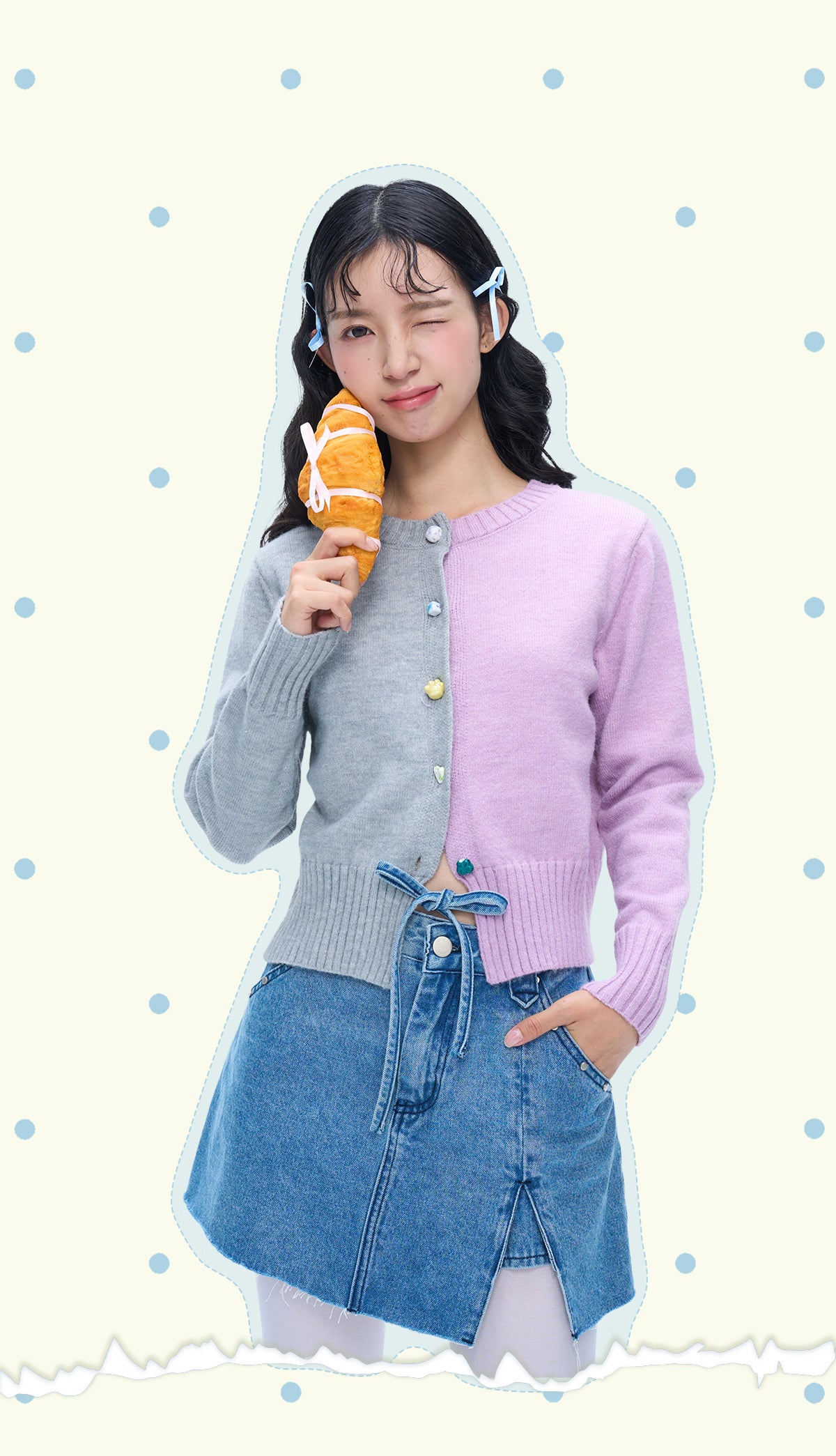 MOF Gift - HalfHalf Patchwork Knit Cardigan Panel cardigan MOF Gift