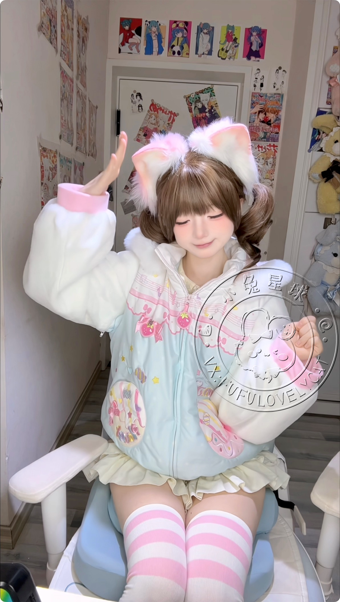 Bunny Planet - Cream Donut Bunny Ear Puffer Jacket coat bunnyplanet