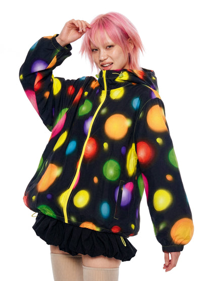 DeadEndKids - Black Polka Dot Techwear Windbreaker Jacket jacket DeadEndKids