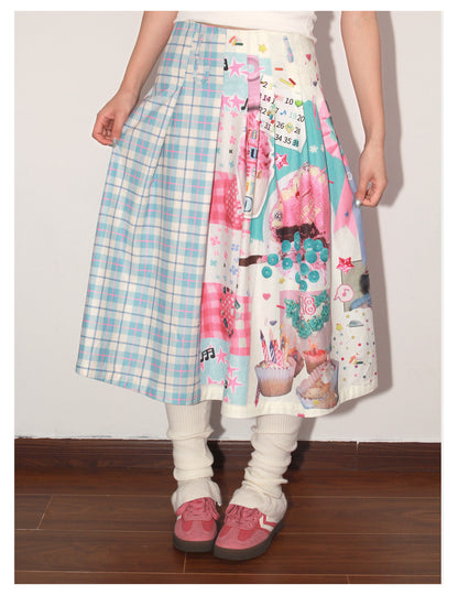 NeogoMade - Kawaii Retro Plaid Reversible Skirt skirt NeogoMade