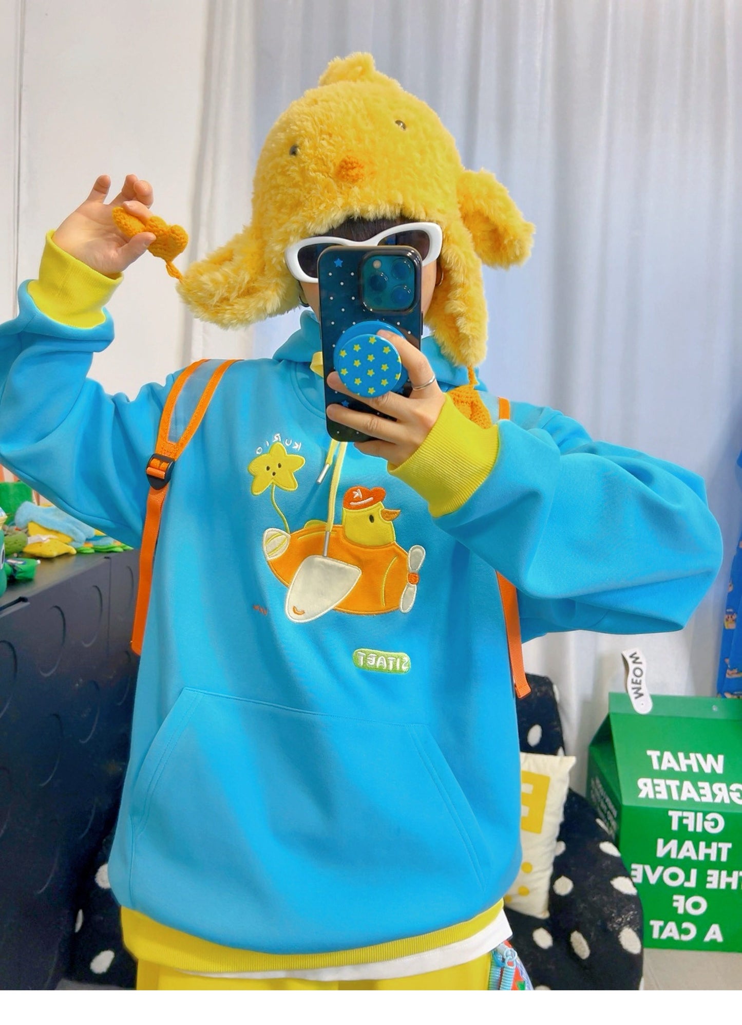 KURIOSITAET - Blue Embroidered Hoodie hoodie KURIOSITAET