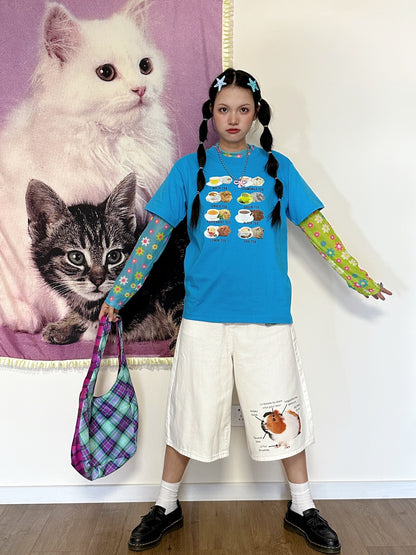 Decora Kei Cotton Tee – Loose Fit Blue tshirt bunnybunnygun