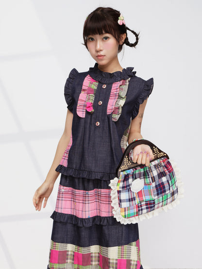 FRUITS - Plaid Patchwork Handbag bag Fruits