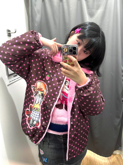 Bodytalk - Cute Y2K Reversible Fleece Jacket coat bodytalk