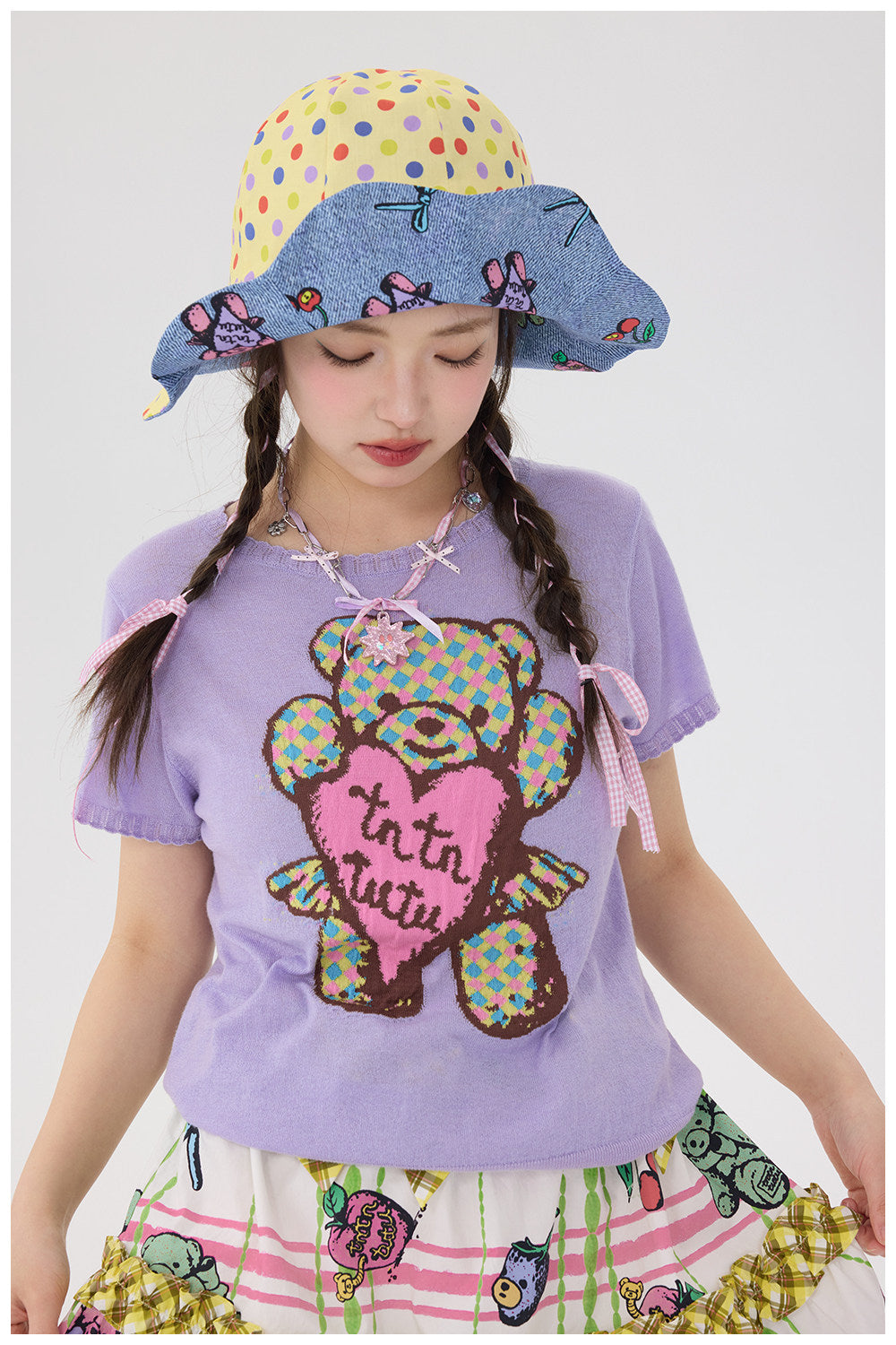 tntntutu - Colorblock Bear Knit Tee shirt tntntutu