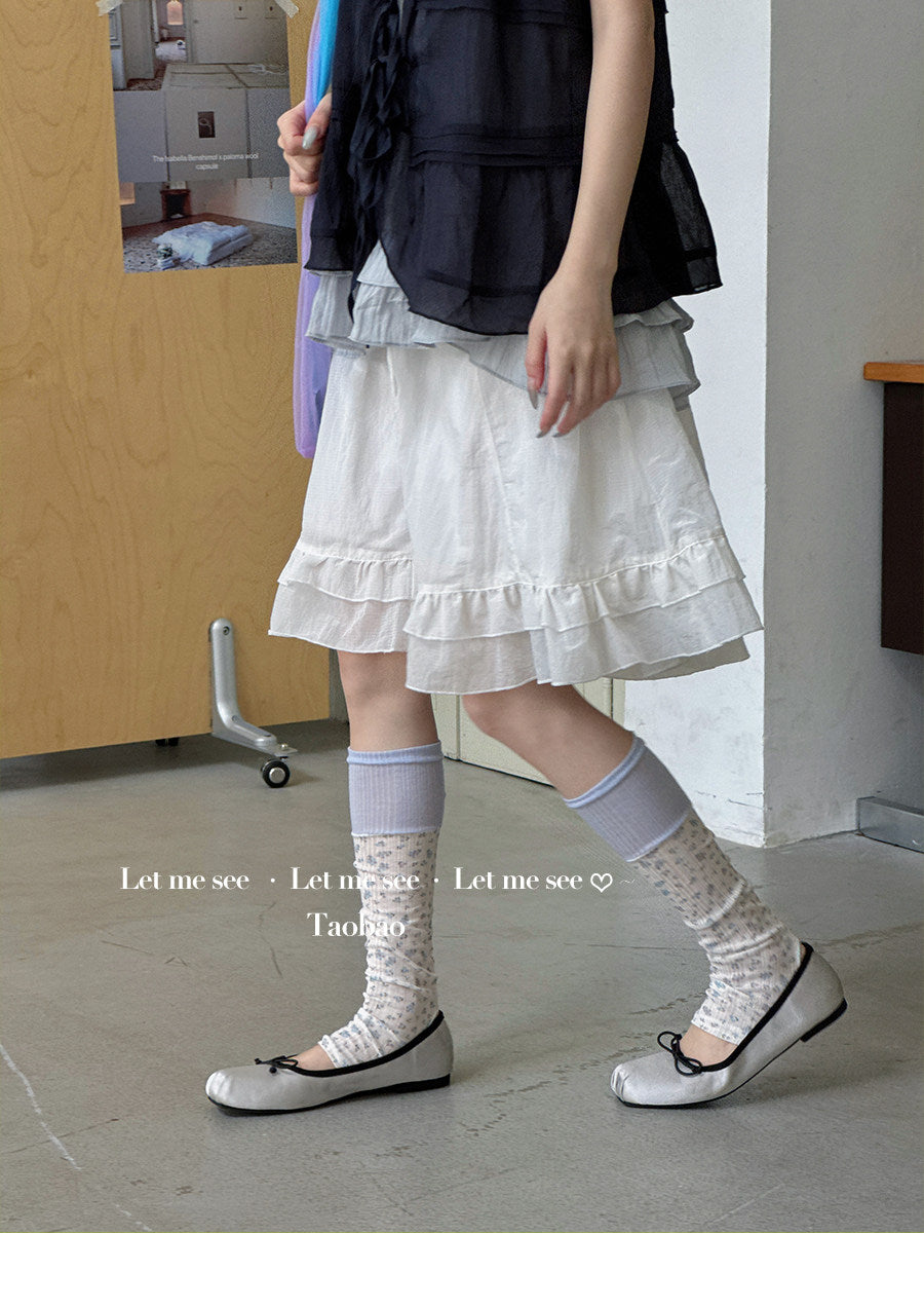 LET ME SEE - Floral Retro Cream Leg Warmers socks let me see