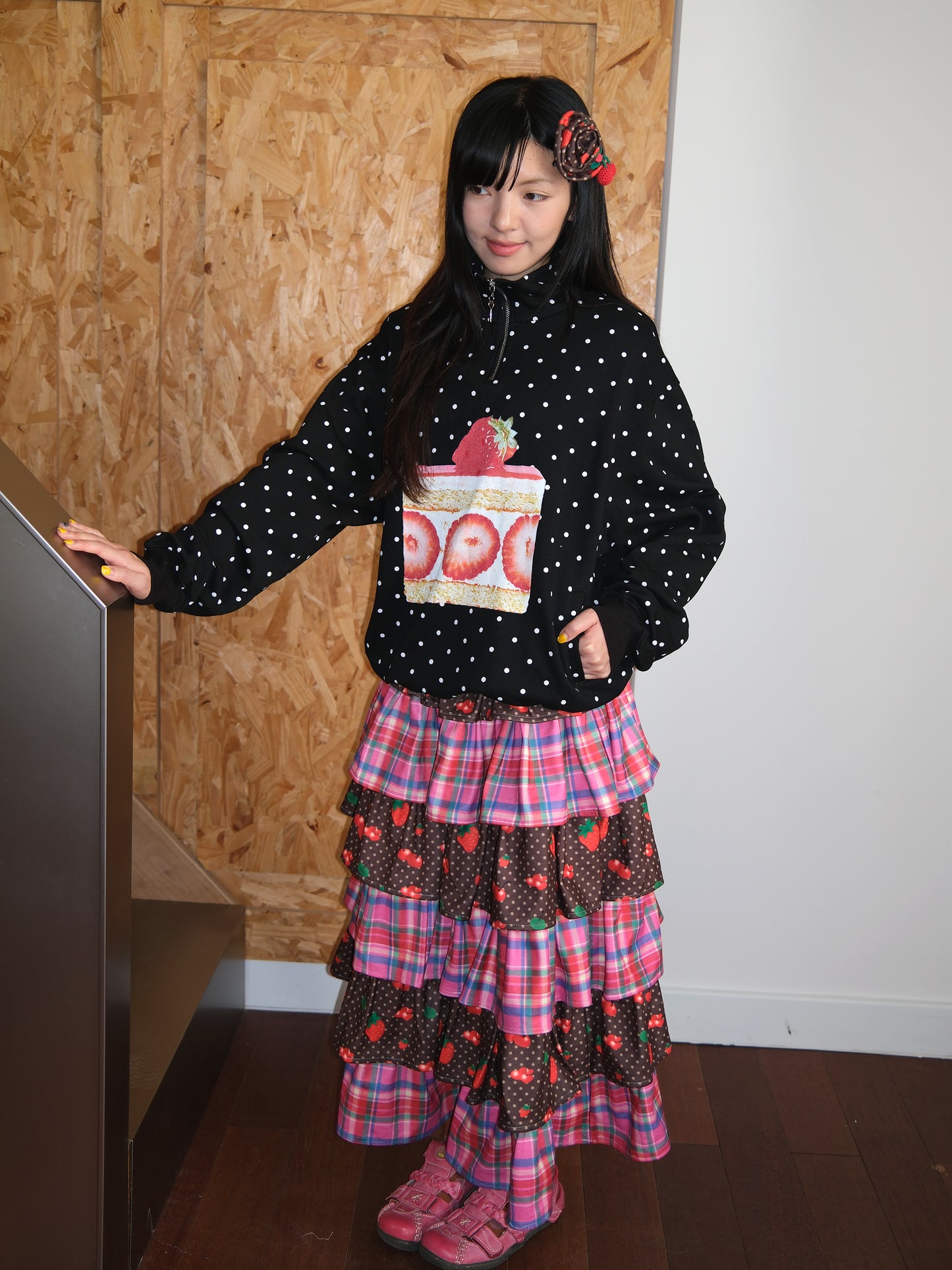 FRUITS - Kawaii Strawberry Print Fleece Sweatshirt sweatshirt Fruits