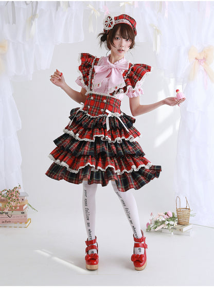 SOS MEME CLUB - Red Suspender Puff Dress dress SOS MEME CLUB