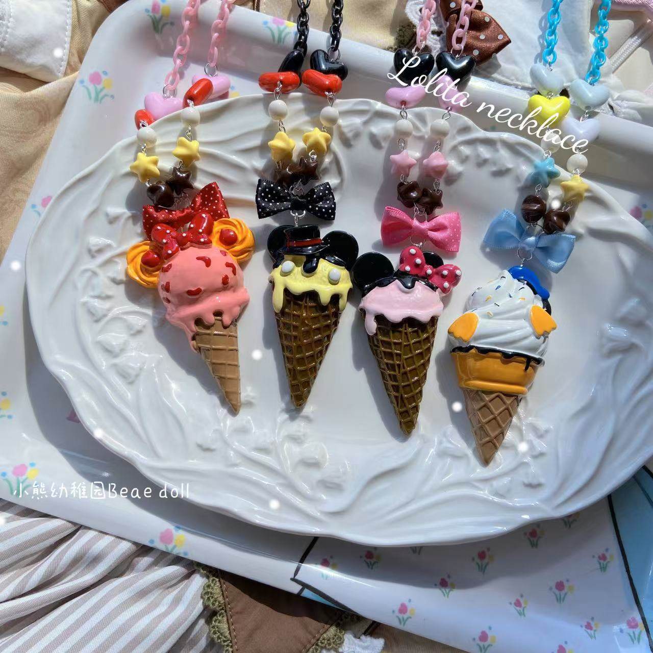 Bear Doll - Kawaii Ice Cream Cone Necklace necklace Bear Doll
