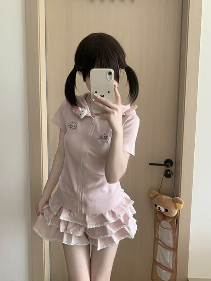 Blurred Bear Kawaii - Bunny Tee & Ballet Skirt Set set Blurred Bear