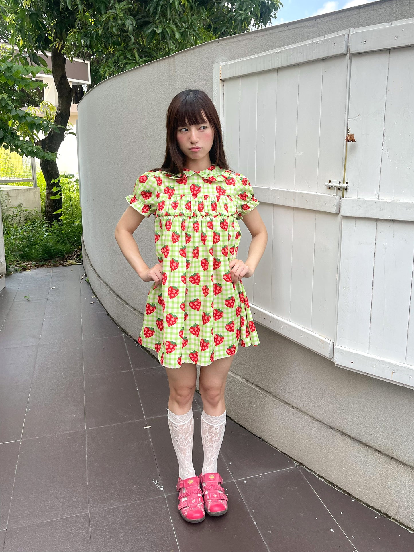 FRUITS - Strawberry Plaid Doll Collar Dress | Kawaii Japanese Girly Dress dress Fruits