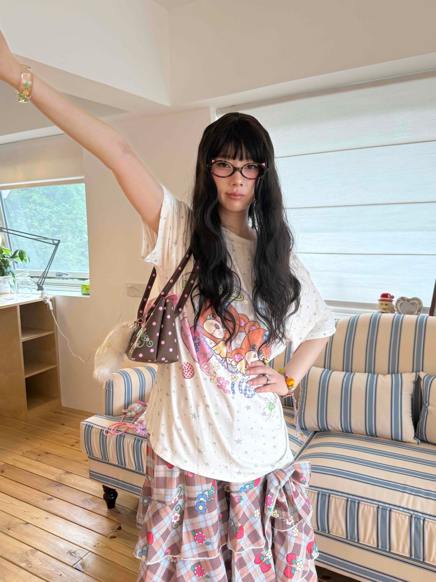 KaiXin Hostel - Bear Heart Star Print T-Shirt tee KaiXin hostel