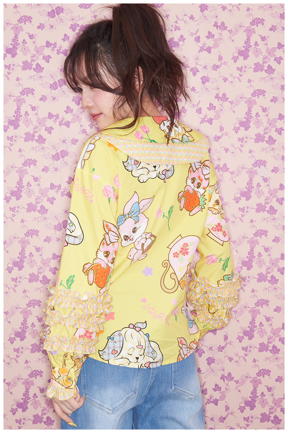 tntntutu - Kawaii Animal Print Ruffle Shirt shirt tntntutu