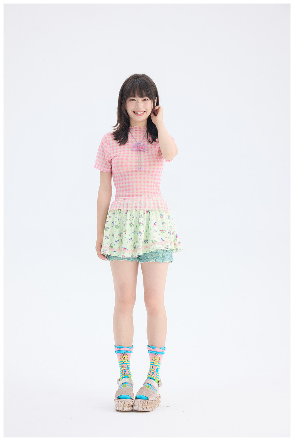 tntntutu - Mint Green Angel Print Skort | Fairy Kei Kawaii Harajuku Shorts skirt tntntutu