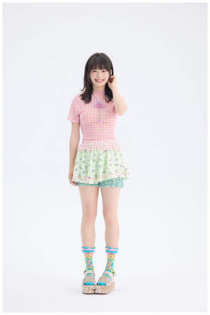 tntntutu - Mint Green Angel Print Skort | Fairy Kei Kawaii Harajuku Shorts skirt tntntutu