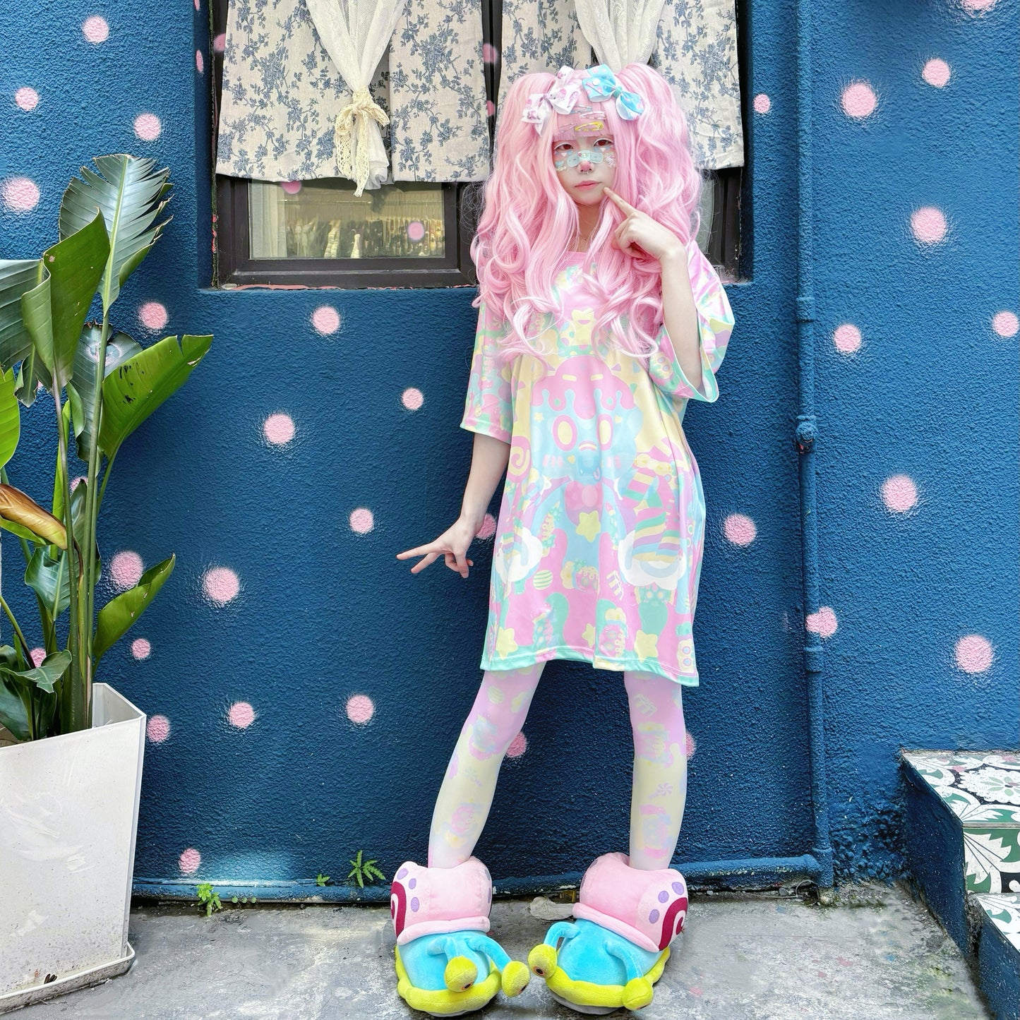 Rainbow Universe RUX - Pastel Macaron Decora Kei T-Shirt & Tights Set set Rainbow Universe RUX Set (T-shirt & Tights)
