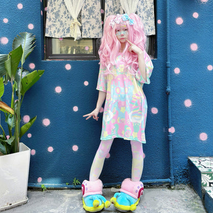 Rainbow Universe RUX - Pastel Macaron Decora Kei T-Shirt & Tights Set set Rainbow Universe RUX Set (T-shirt & Tights)