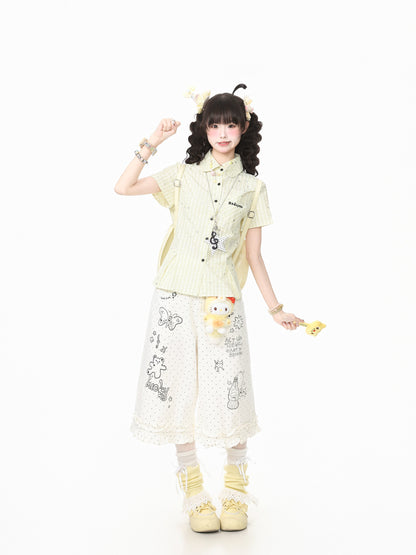 Languid Park - Star Plaid Cropped Shirt with Necklace shirt Languid Park