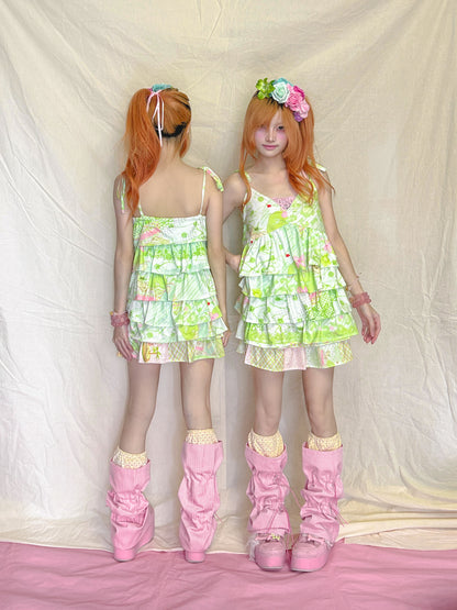 YJM with biubiu - Kawaii Ruffle Tiered Cami Dress