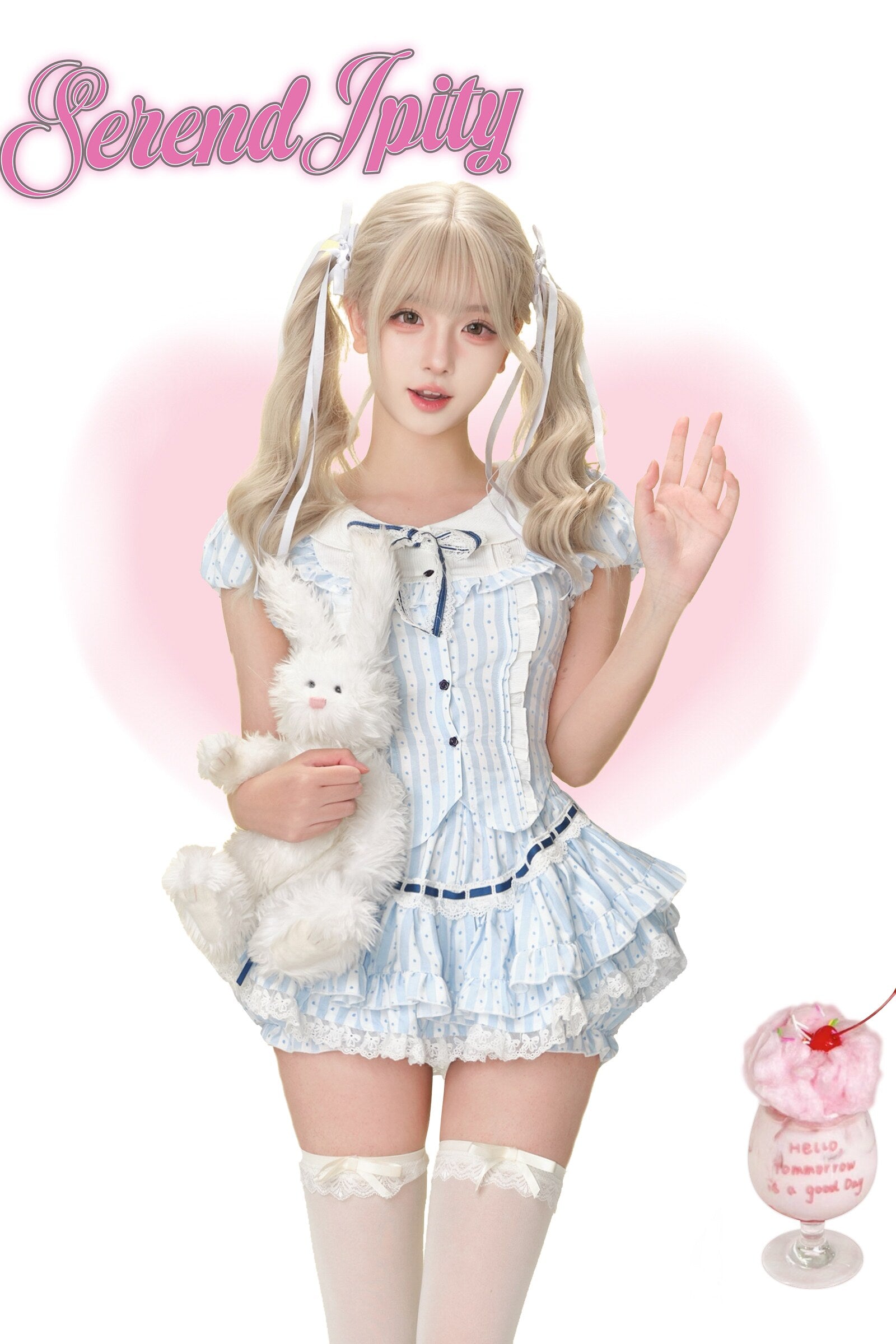 Serendipity - Striped Top & Stripe Cake Skirt Set serendipity
