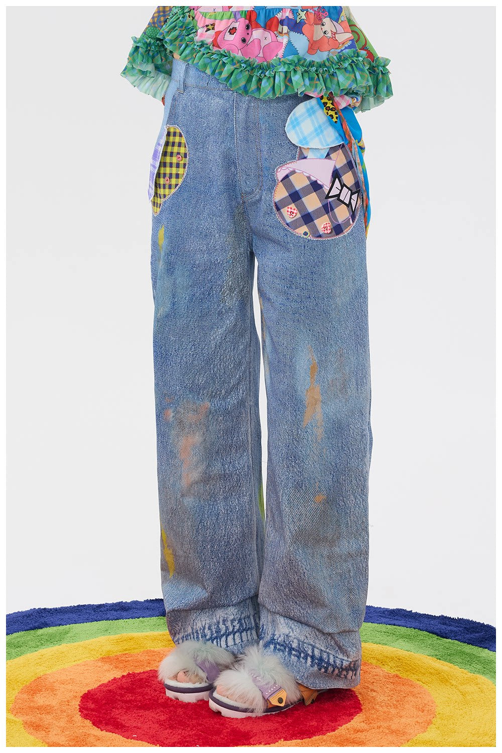 tntntutu - Cartoon Patch Denim Pants pants tntntutu