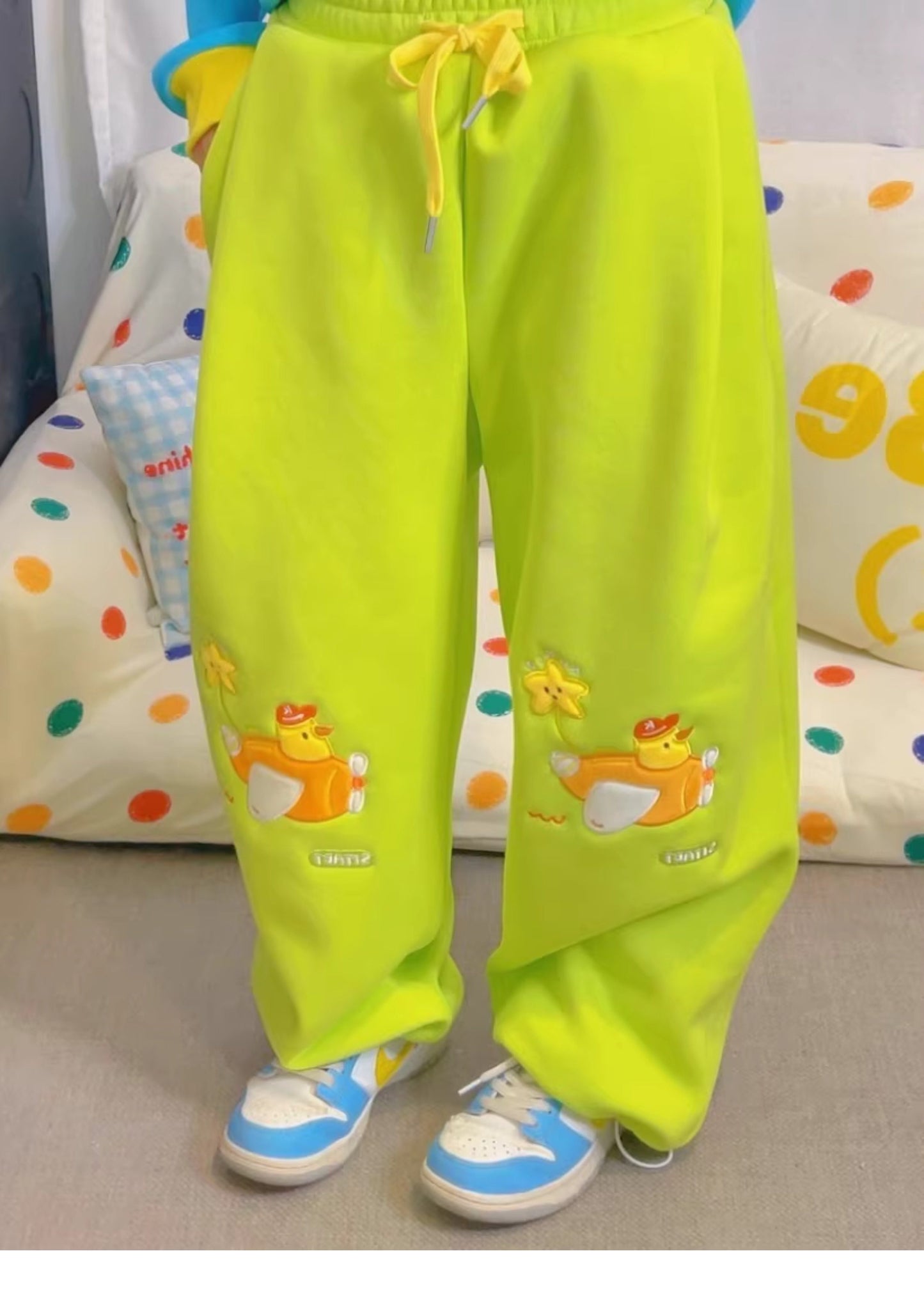 KURIOSITAET - Green Wide Leg Sweatpants pants KURIOSITAET