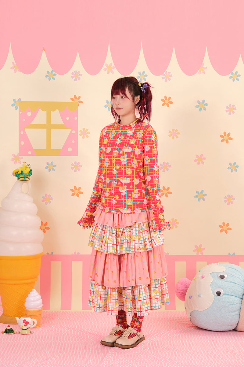 NIKKOU - Kawaii Knitted Base Layer Top with Lace Cuffs shirt Nikkou home